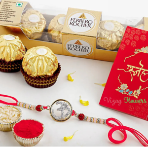 Eternal Glow Om Rakhi With Rare Decadent Ferrero Treats